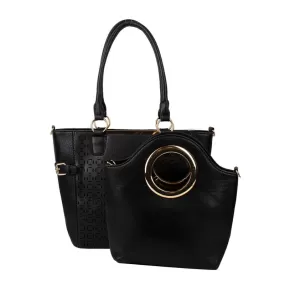 2-in-1 laser cut tote set - black