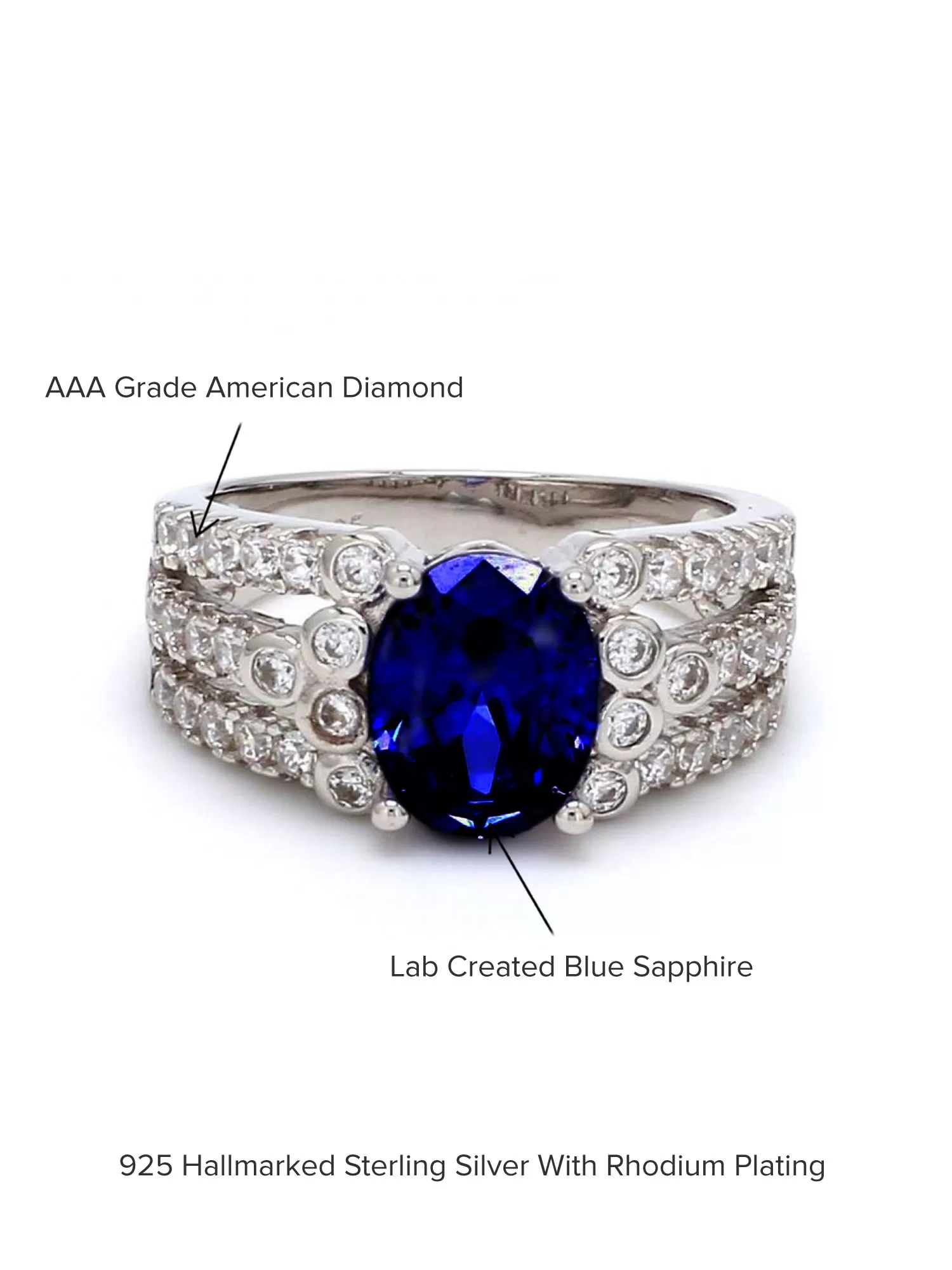 2.5 Carat Oval Sapphire Solitaire Cluster Ring