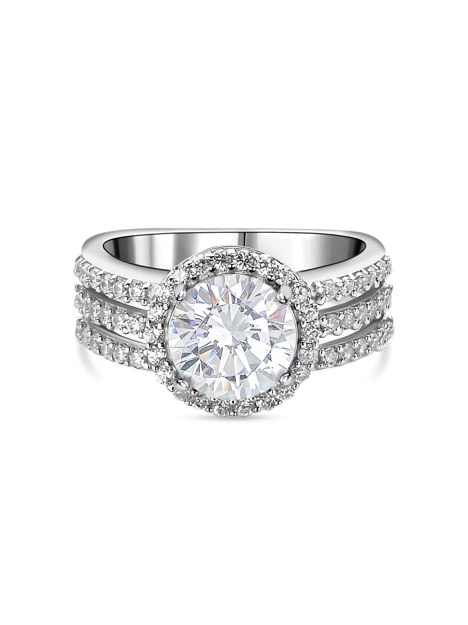 American Diamond 2 Carat Solitaire Band Ring In Silver