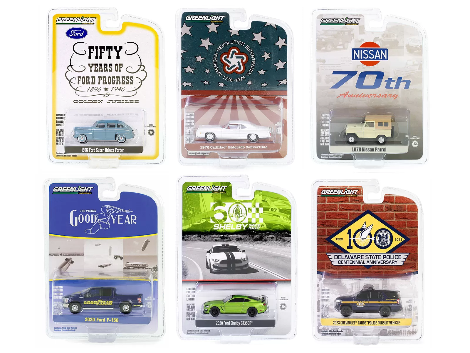 Anniversary Collection Set of 6 pieces Series 16 1/64 Diecast Model Cars by Greenlight