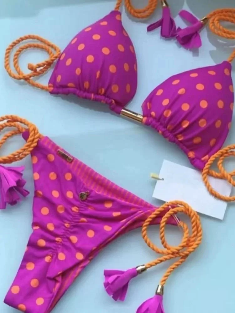 Aurora Neckholder-Bikini mit Quasten und seitlichem Bindeband