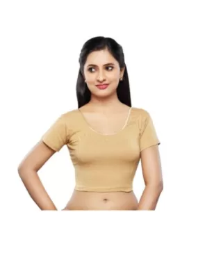 Beige Sleeve Stretchable Readymade Saree Blouse