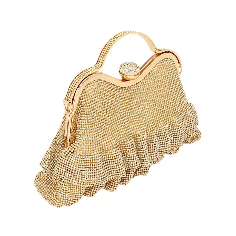 Bling Pleated Evening Tote Crossbody Bag