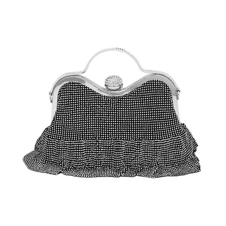 Bling Pleated Evening Tote Crossbody Bag