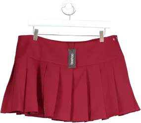 boohoo Red Pleated Micro Mini Skirt UK 14