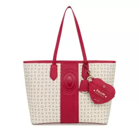 Borsa Donna Shopping Bag POLLINI Linea Heritage 70th Anniversary Avorio e Rosso