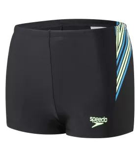 Boy's Endurance Logo Panel Aquashort - Black  &  Bright Zest