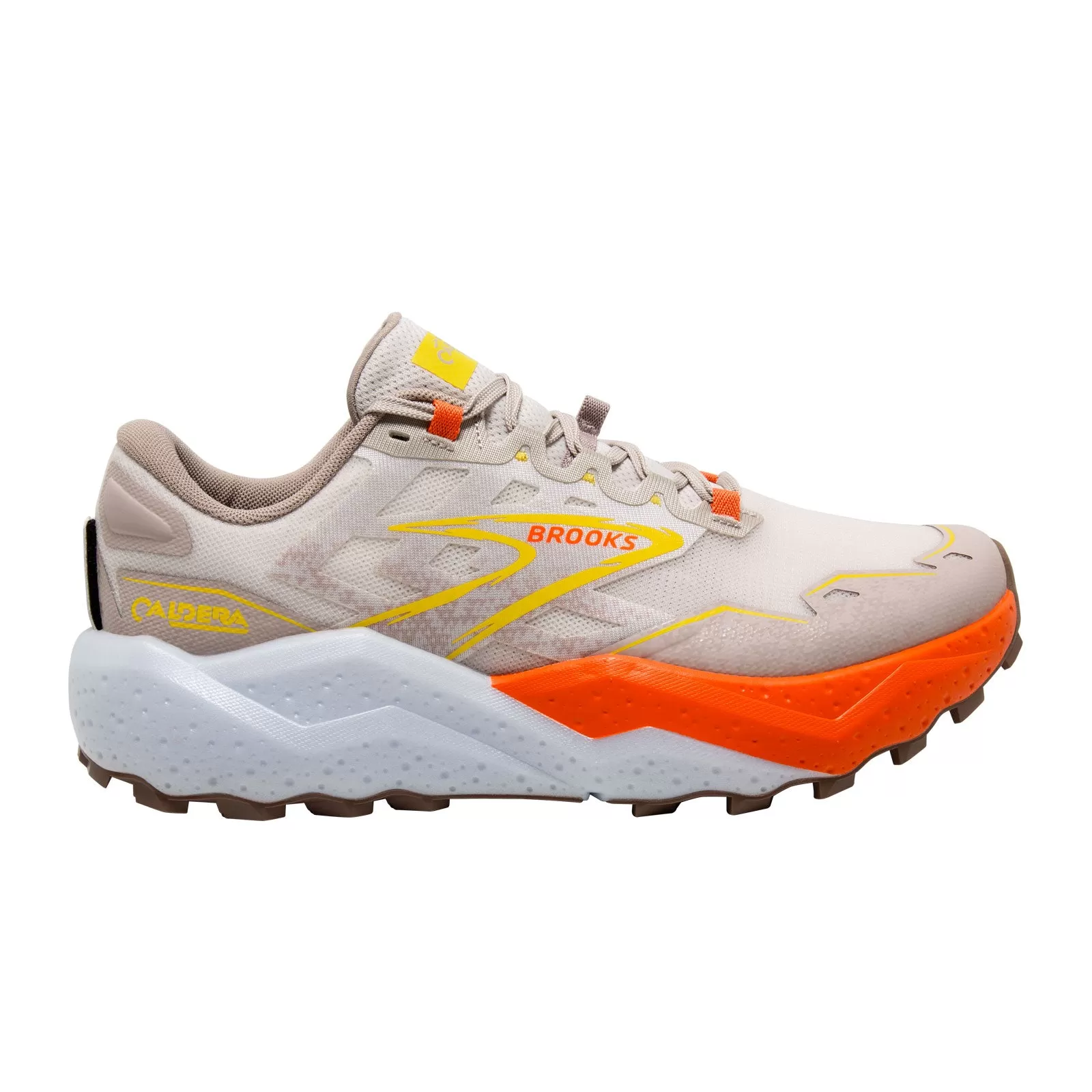 Brooks Caldera 7 (Men) - White Sand/Chateau Gray/Yellow