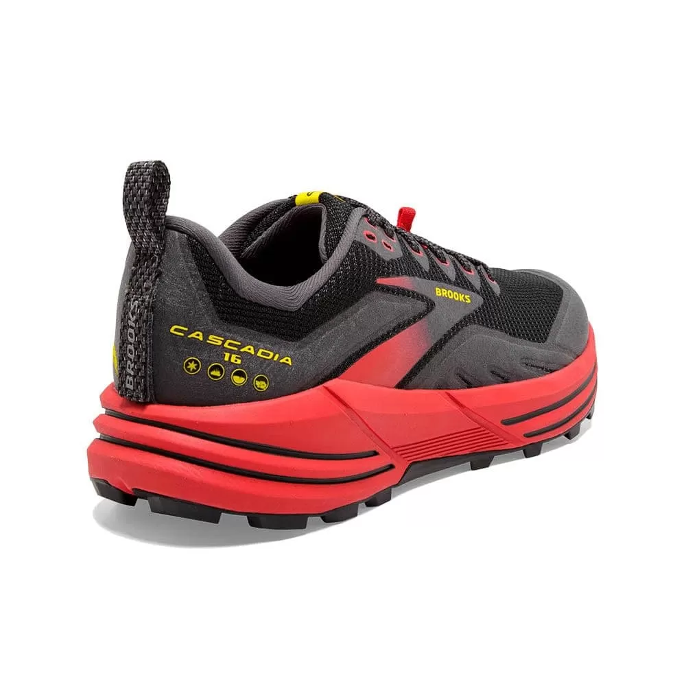 Brooks Cascadia 16 ( Men's) - Black/Fiery Red/Blazing Yellow