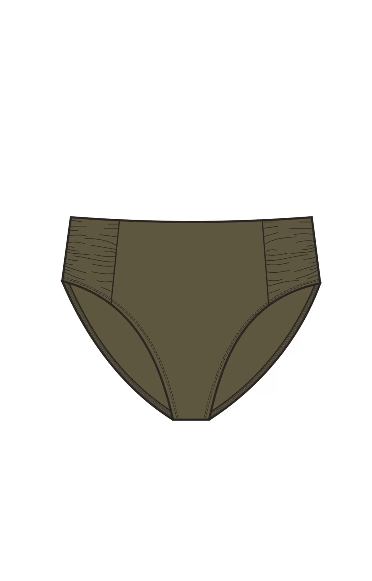 BS Swimwear Khaki Mid Rise Bottom with Side Ruching