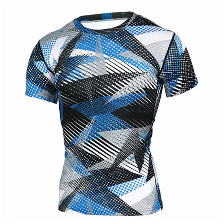 Camouflage Compression 'Blue Laser Digital Camo' Short Sleeve Rashguard