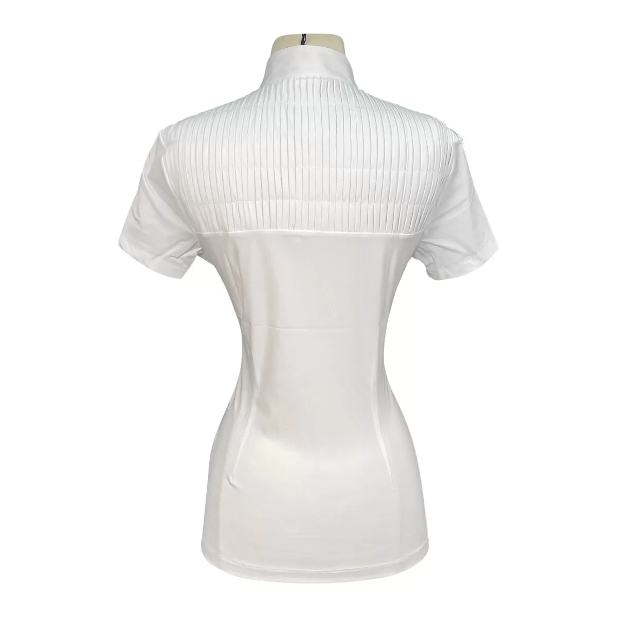 Cavalleria Toscana Jersey S/S Competition Shirt w/Pleated Bib in White - Women's Medium