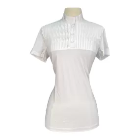 Cavalleria Toscana Jersey S/S Competition Shirt w/Pleated Bib in White - Women's Medium