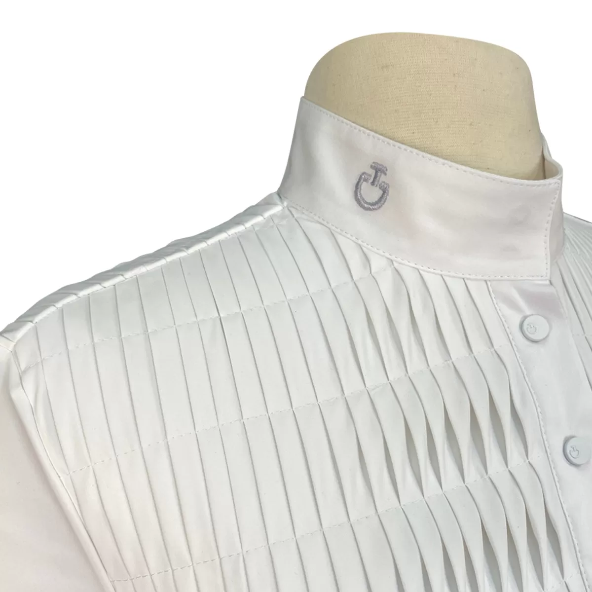 Cavalleria Toscana Jersey S/S Competition Shirt w/Pleated Bib in White - Women's Medium