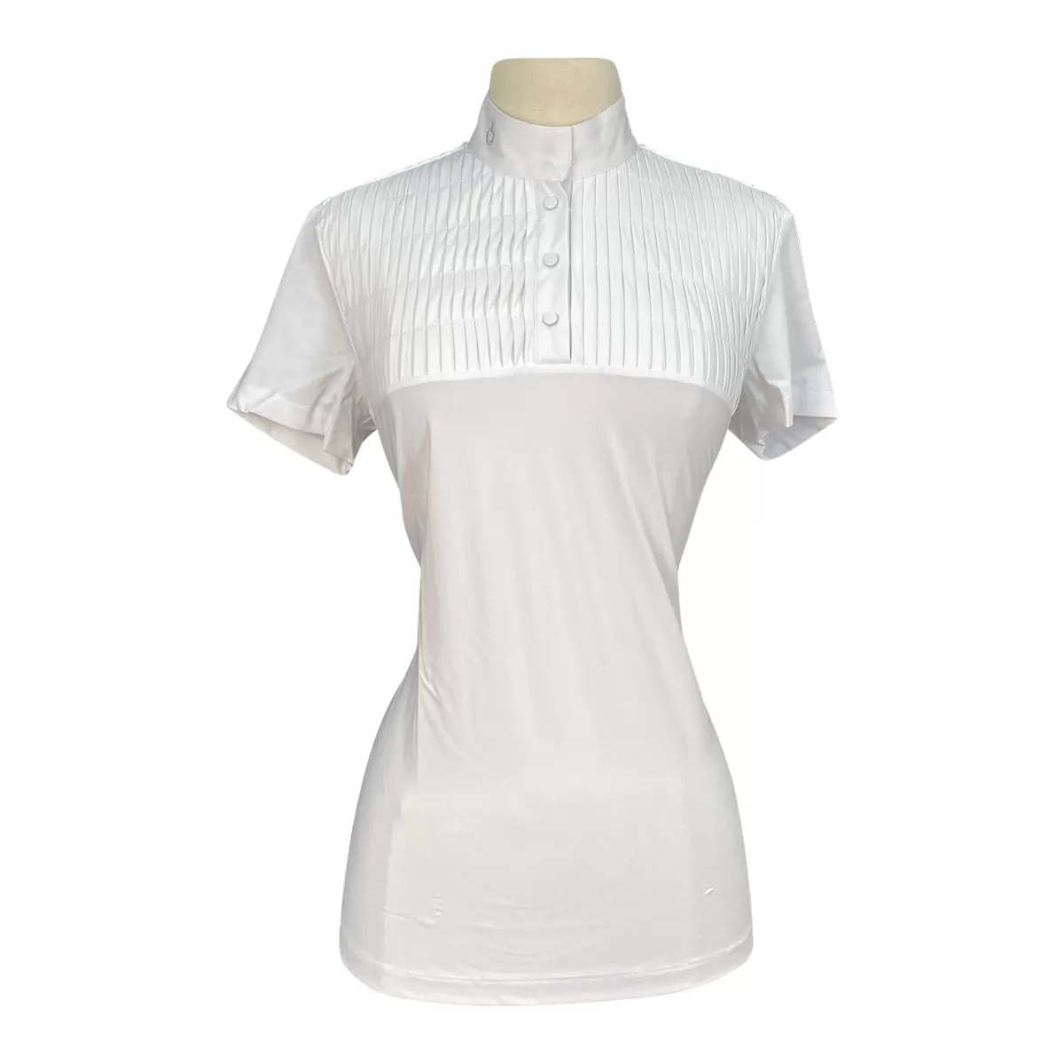 Cavalleria Toscana Jersey S/S Competition Shirt w/Pleated Bib in White - Women's Medium