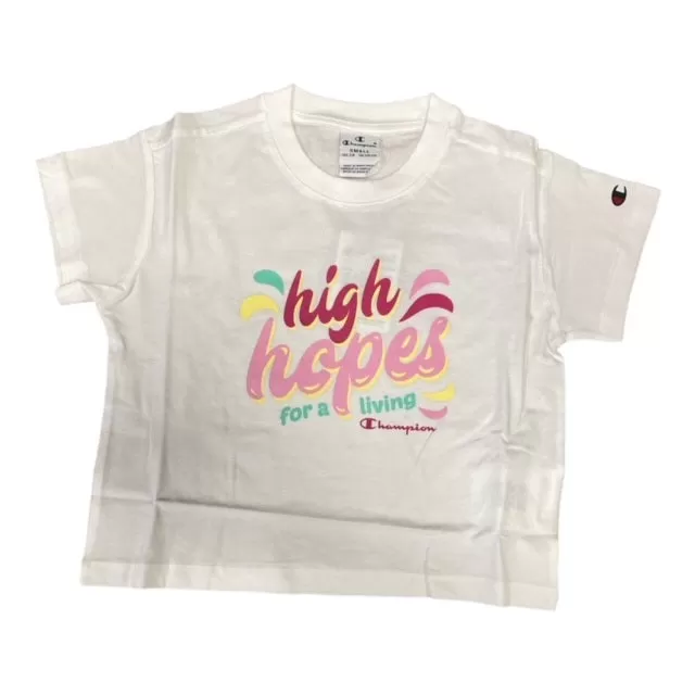 Champion Girl's set with short sleeve T-shirt and shorts 404396 WW001 WHT white