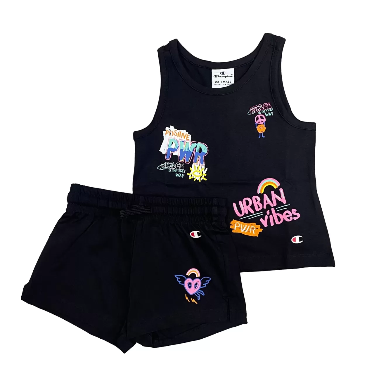 Champion girl's set with tank top and shorts 404931 KK001 black