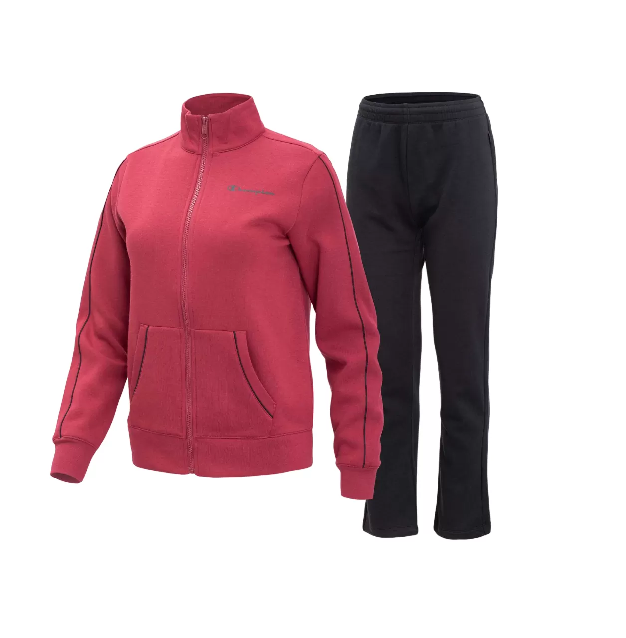 Champion women's tracksuit with full zip sweatshirt 116883 RS508 dark red-black