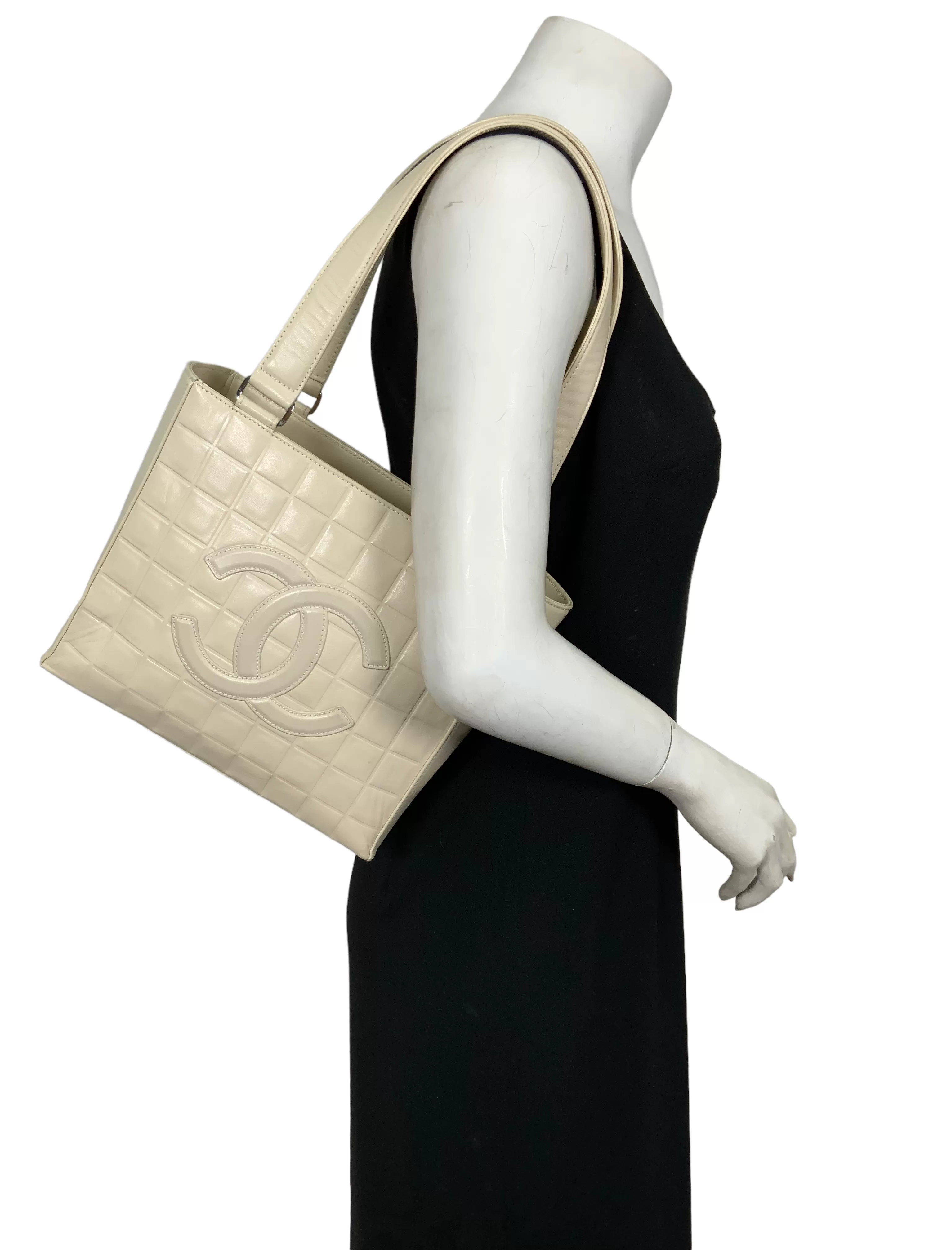 CHANEL Small Chocolate Bar Square Stitch Tote Bag