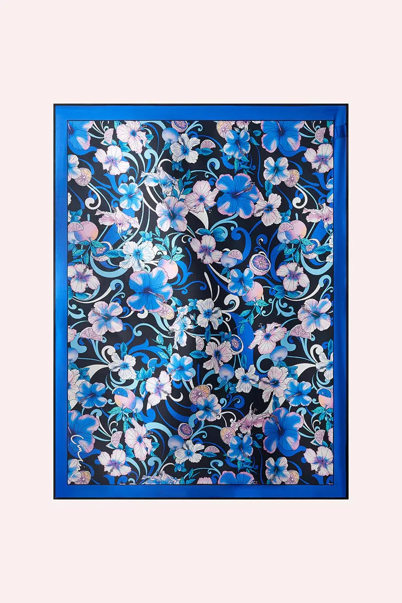 Cin Cin - Long Silky Scarf - Hibiscus Blue