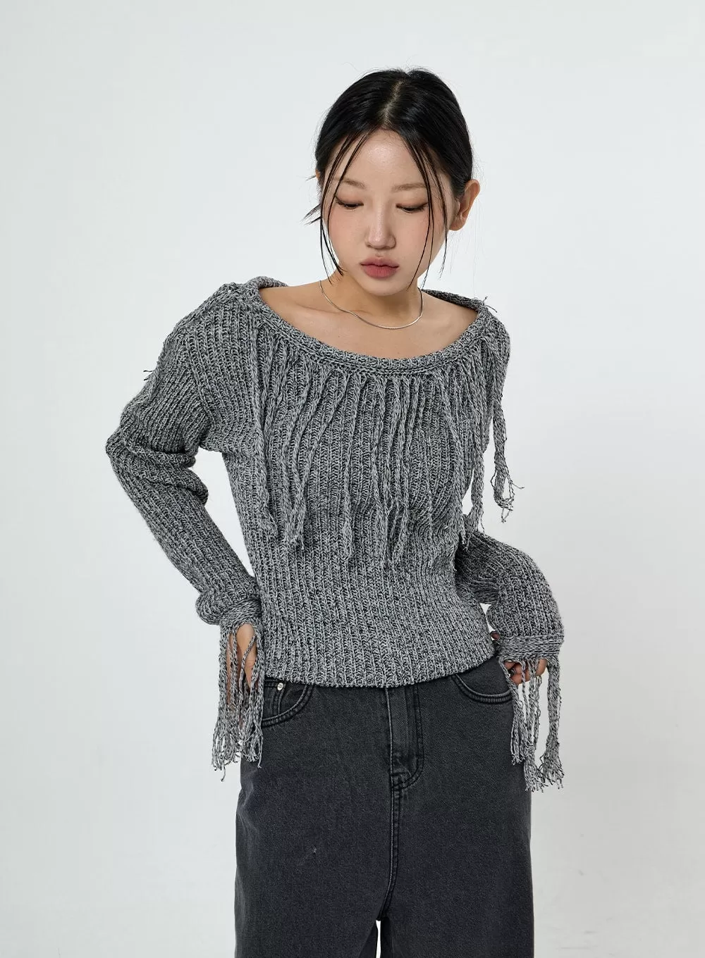 Collin Fringe Long Sleeve Knit CS28