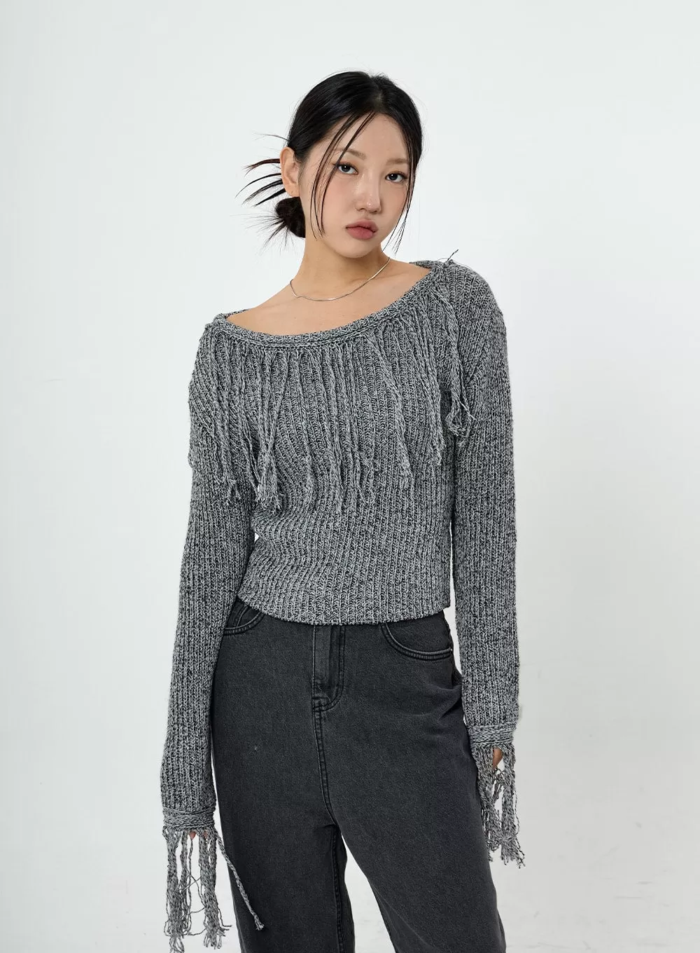 Collin Fringe Long Sleeve Knit CS28