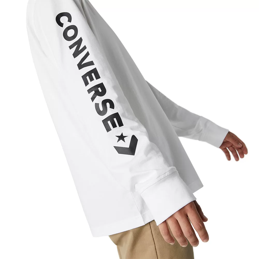 Converse- Wordmark Long-Sleeve Tee White