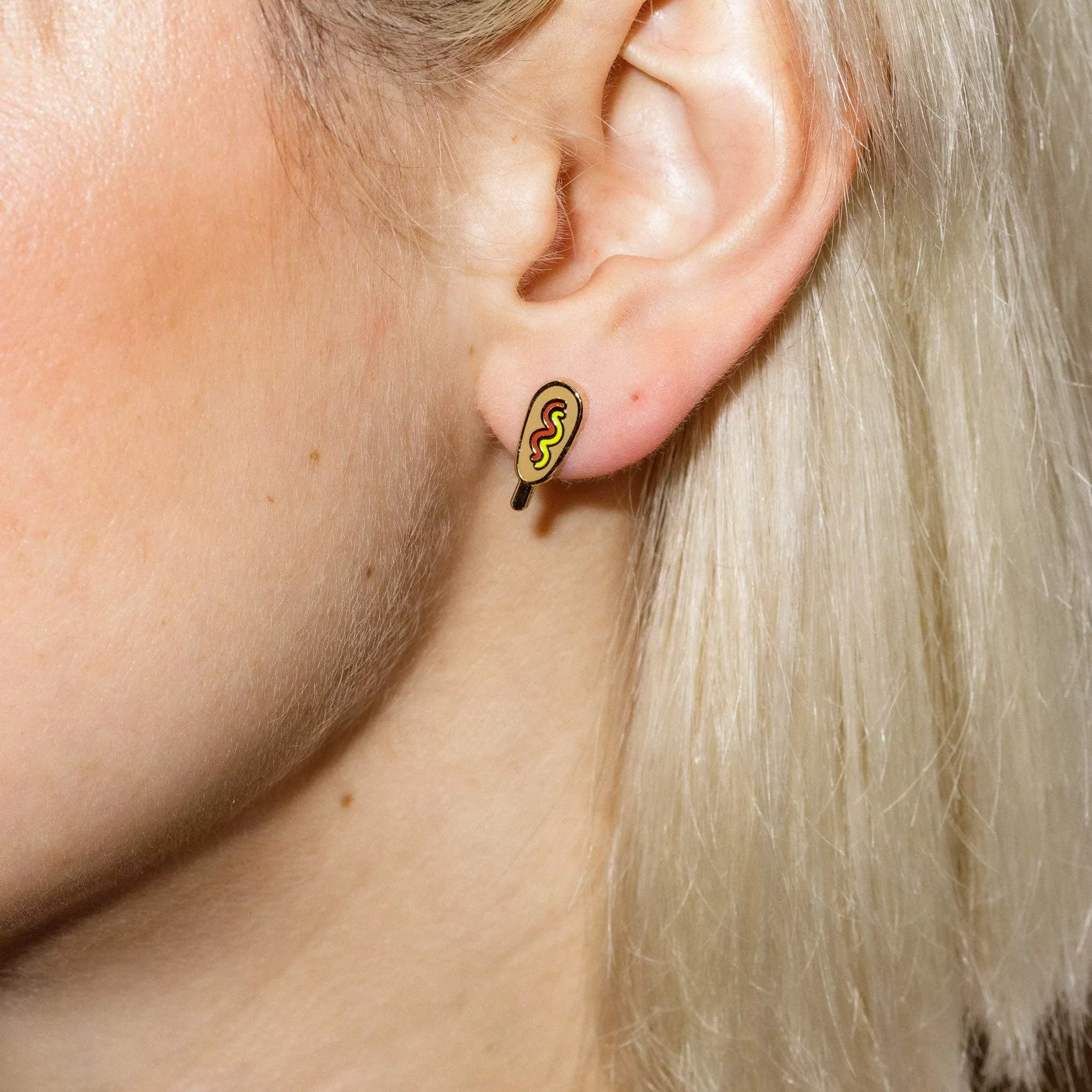 Corn Dog/Pronto Pup Enamel Stud Earrings