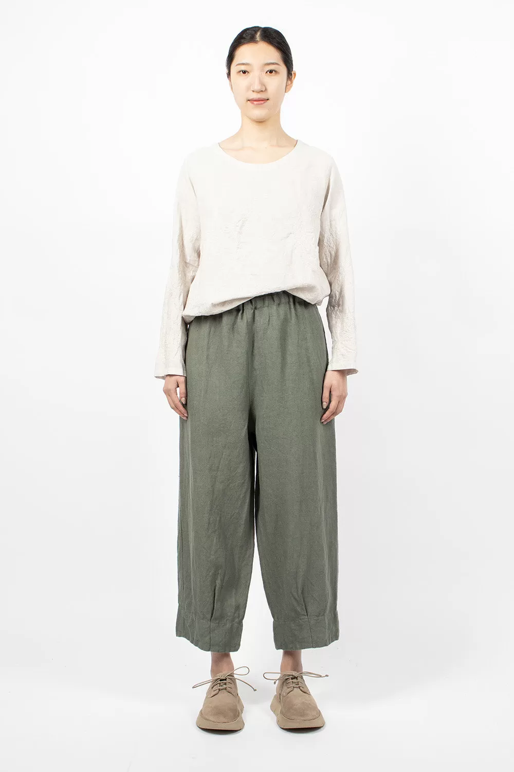 Cuff Pleated Pant Sage Green