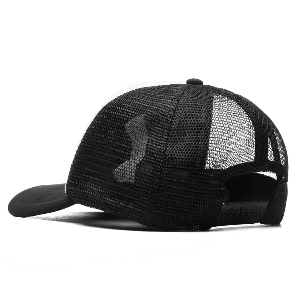 Curved Logo Mesh Cap - Black/Black