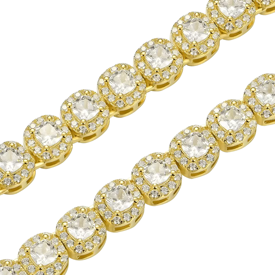 Cushion-Cut Clustered Tennis Chain - 7mm