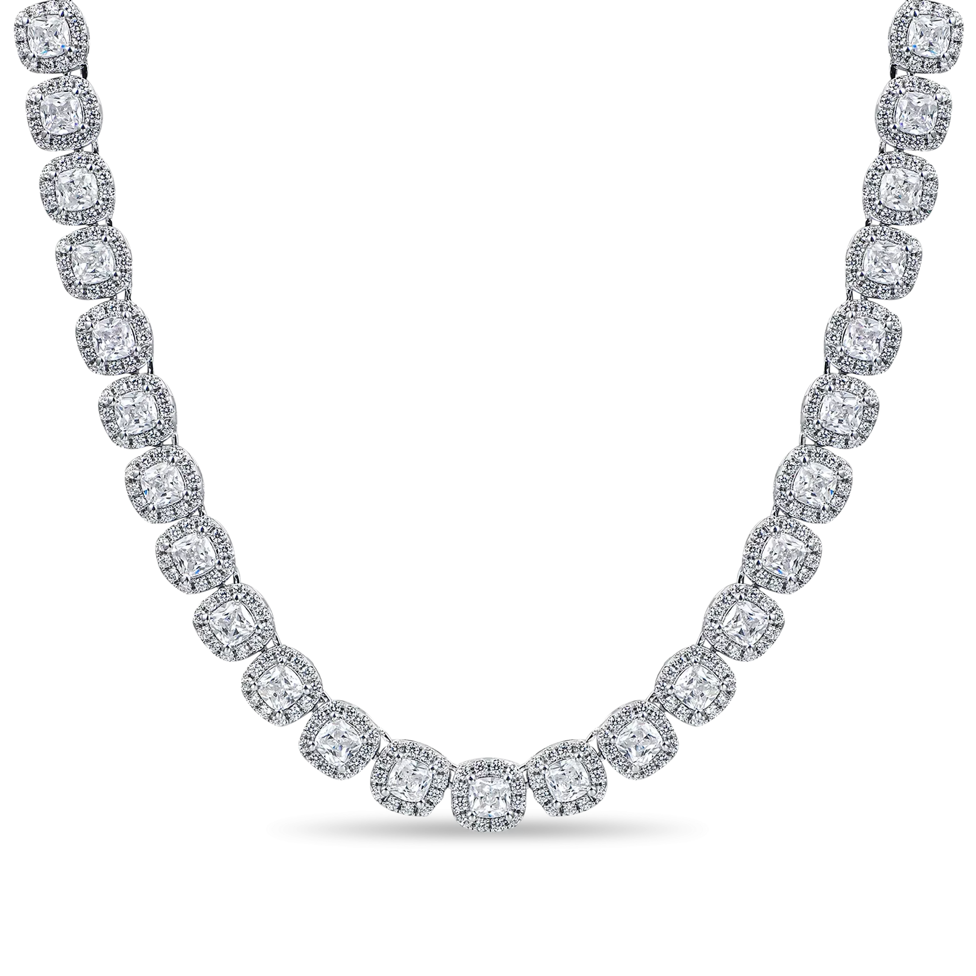 Cushion-Cut Clustered Tennis Chain - 7mm