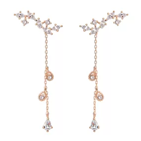 CZ Leaves Wrap Earrings with Teardrop Crystals