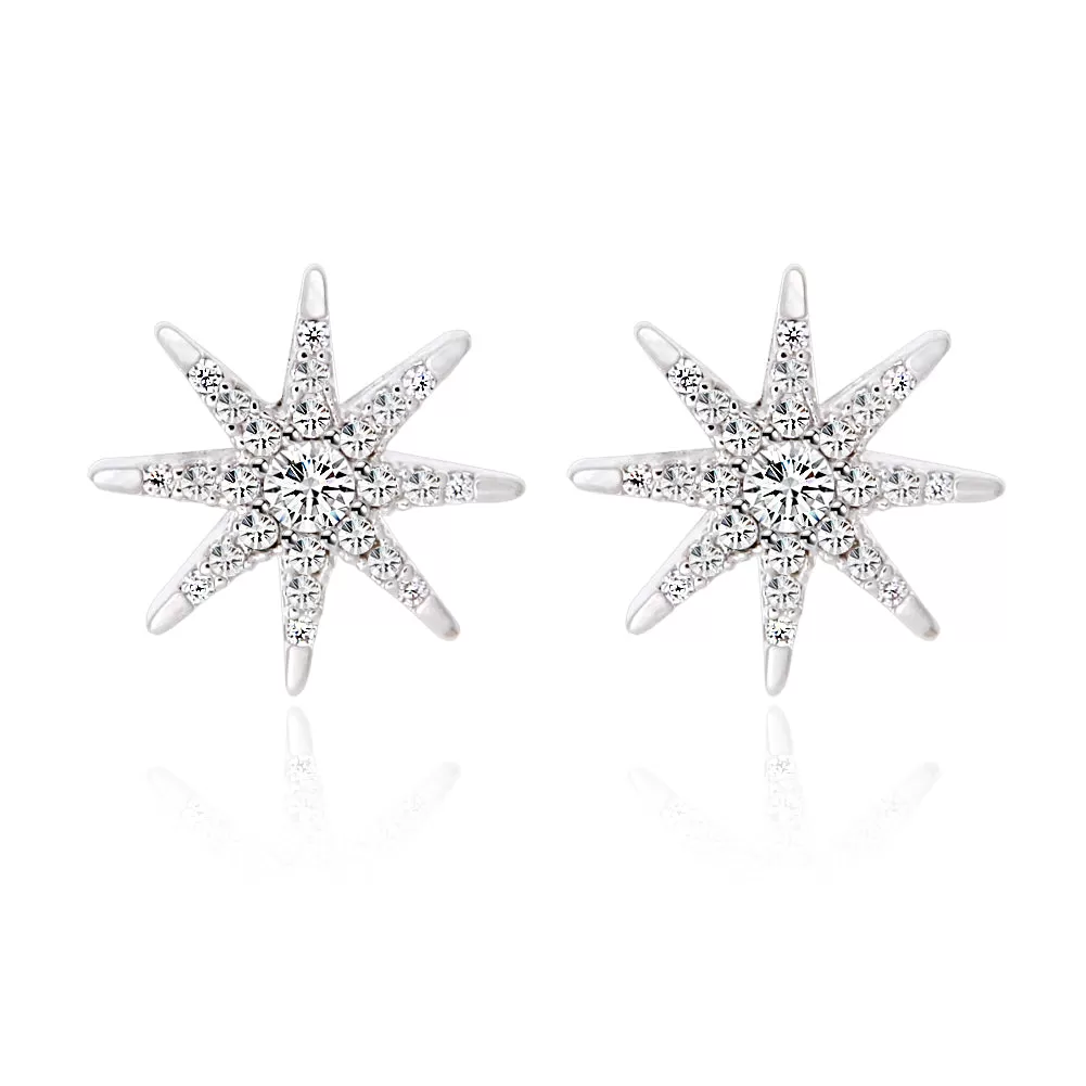 CZ Starburst Earrings Studs