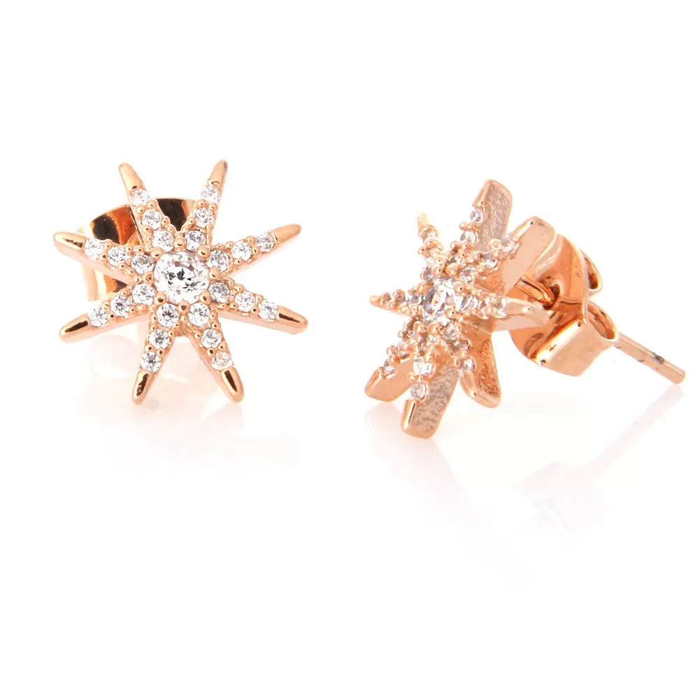 CZ Starburst Earrings Studs