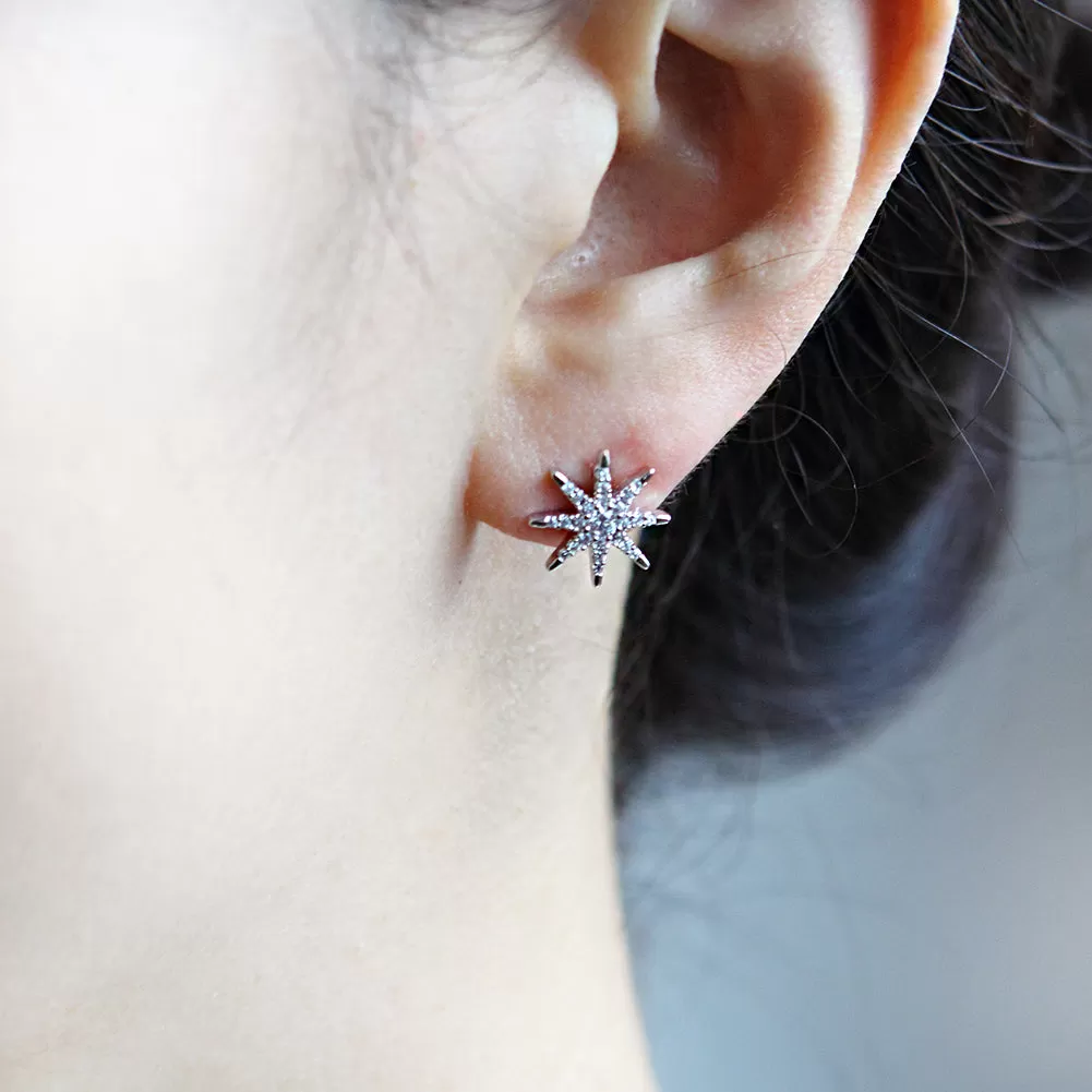 CZ Starburst Earrings Studs