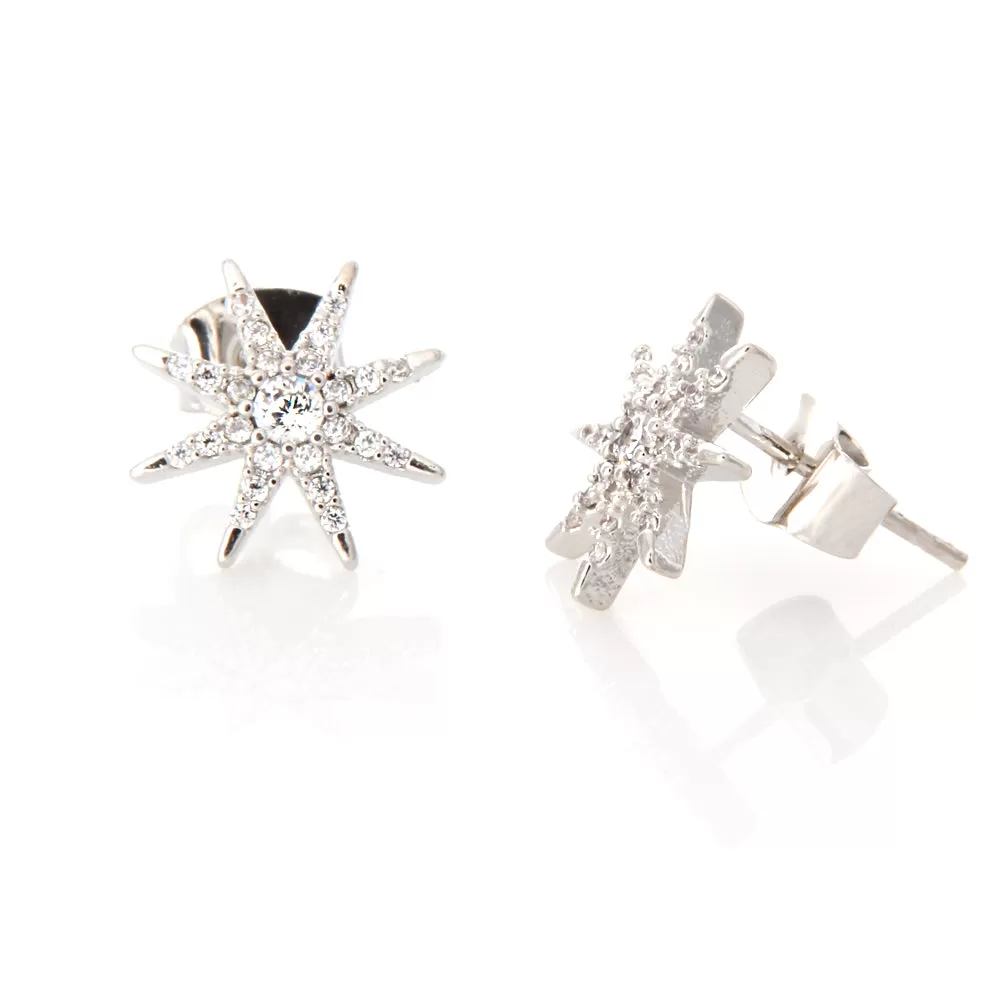 CZ Starburst Earrings Studs