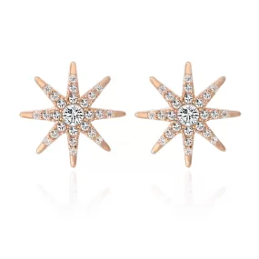 CZ Starburst Earrings Studs