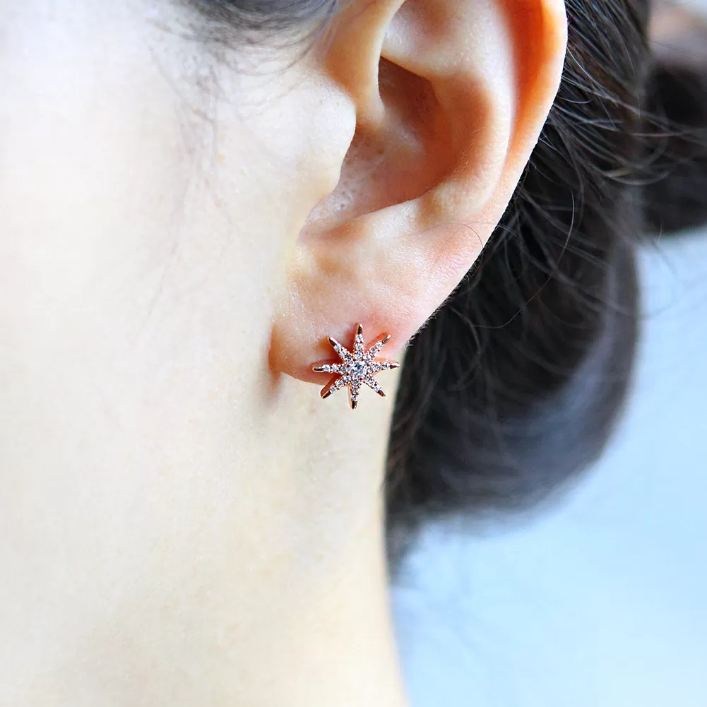 CZ Starburst Earrings Studs