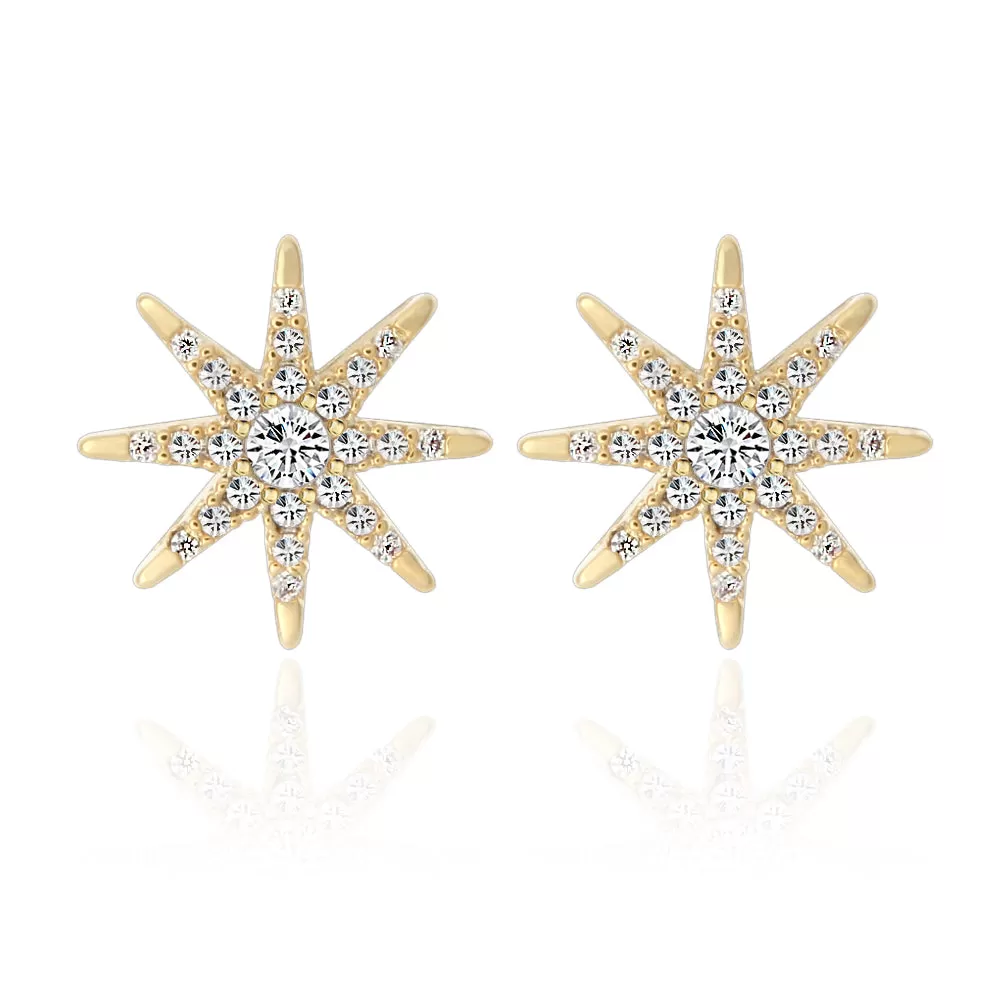 CZ Starburst Earrings Studs