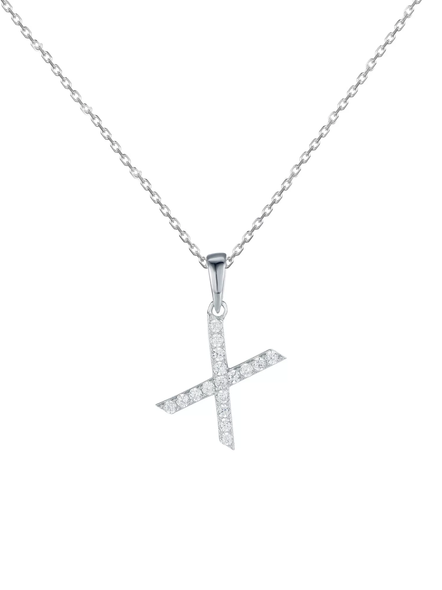 Deal Of The Month - Silver X Initial Necklace With American Diamonds