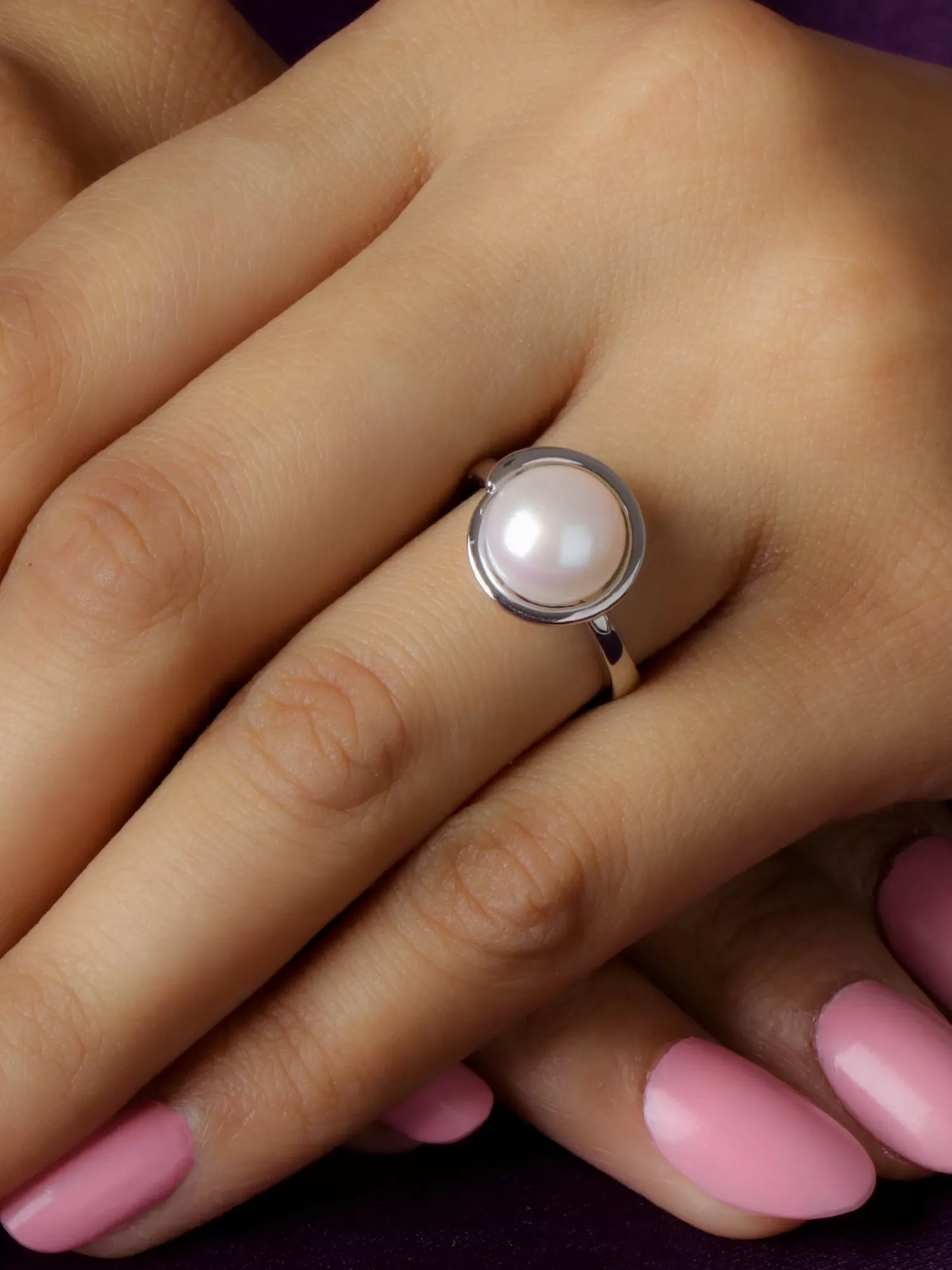 Designer Pearl Ring In 925 Silver