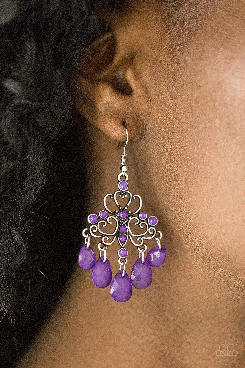 Dip It Glow Purple Earrings - Paparazzi Accessories