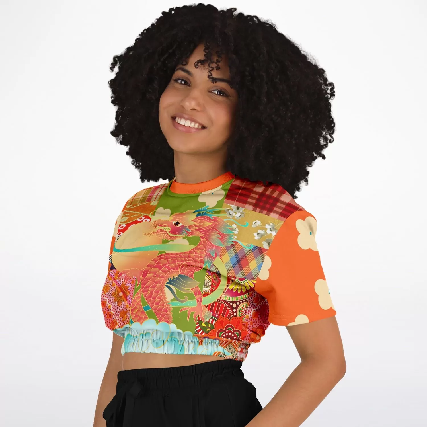 Divine Sublime Dragon Short Sleeve Cropped Sweater