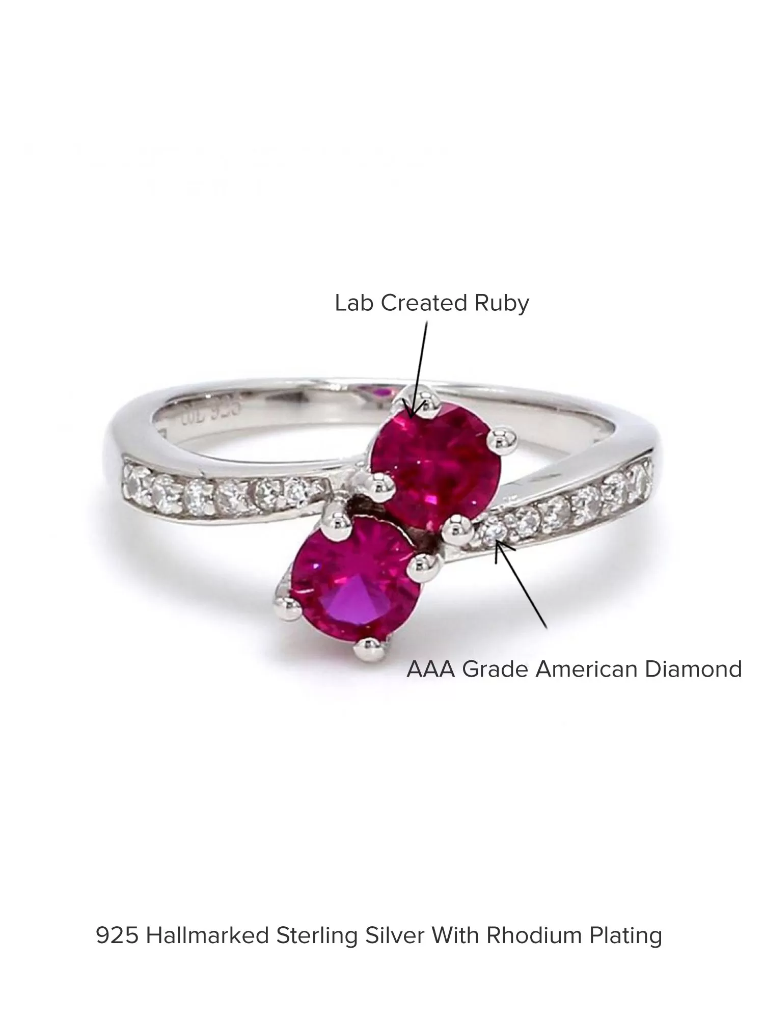 Double Solitaire Ruby Silver Ring