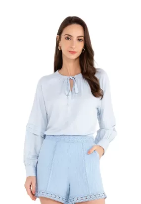 ELLE Apparel Long Sleeves Tie Neck Blouse