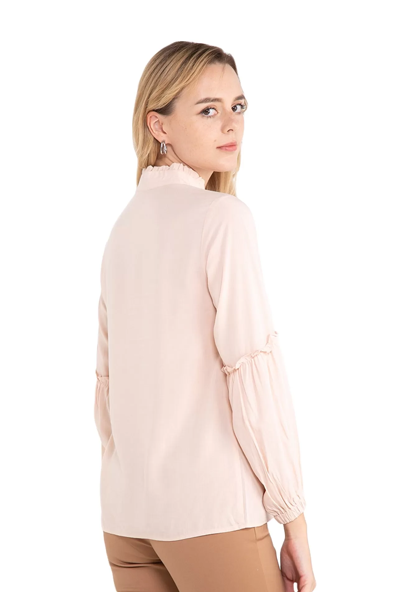 ELLE Apparel Ruffle Long Sleeves Blouse