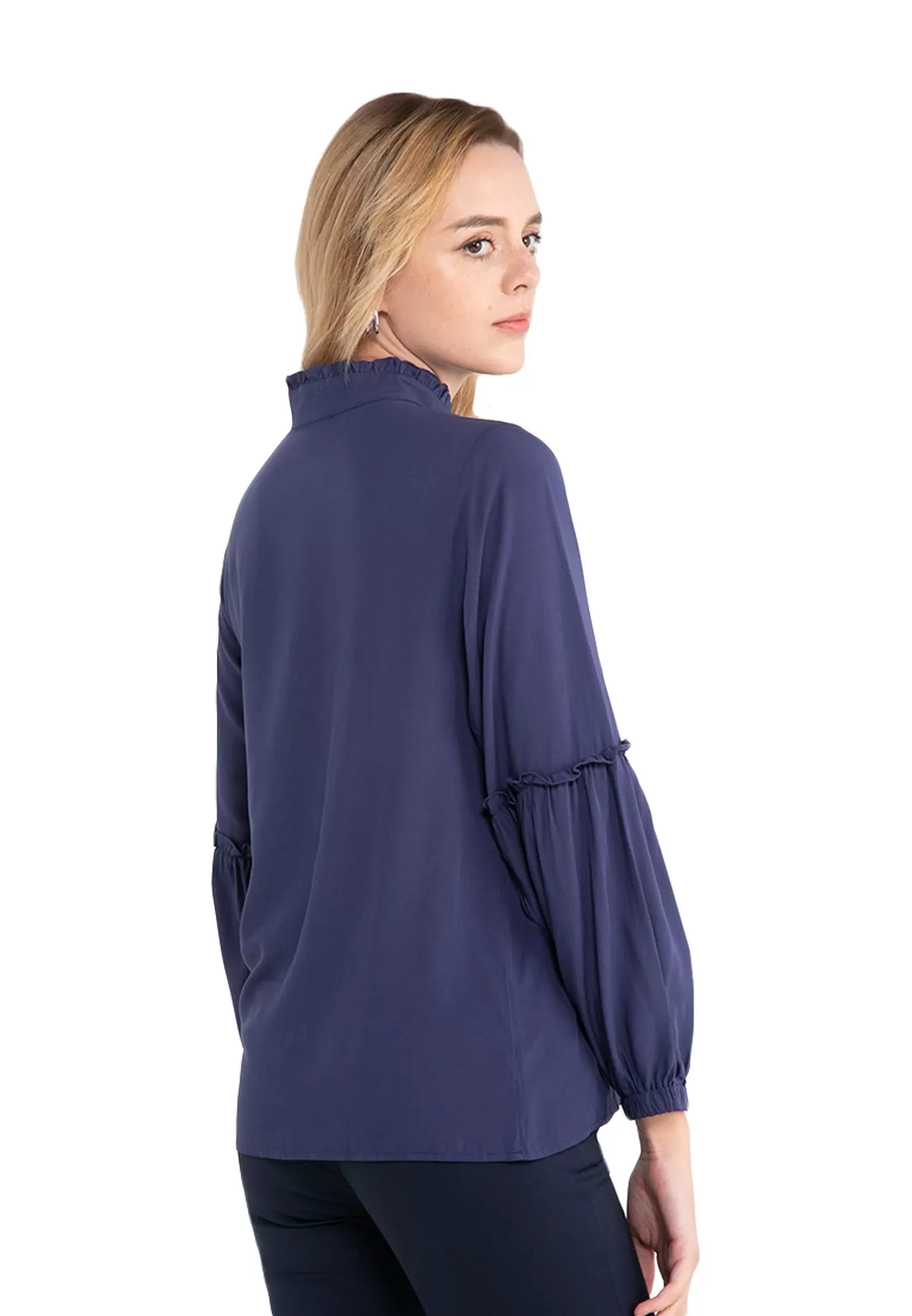 ELLE Apparel Ruffle Long Sleeves Blouse