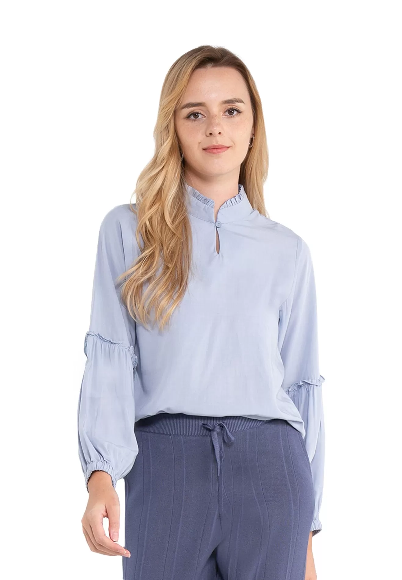 ELLE Apparel Ruffle Long Sleeves Blouse