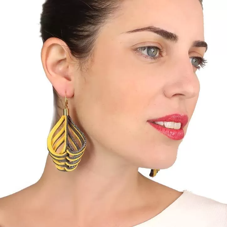 Embrace gold leather dangle earrings